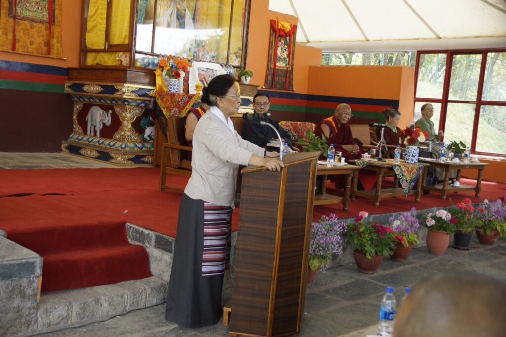 Kasur (former Kalon) Rinchen Khando, Founding Director and Special Advisor of the Tibetan Nuns Project, addressing the gathering. 