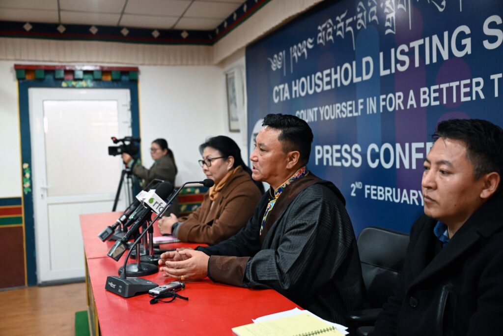 Secretary Palden Dhondup (DoH) speaking during the joint press conference.